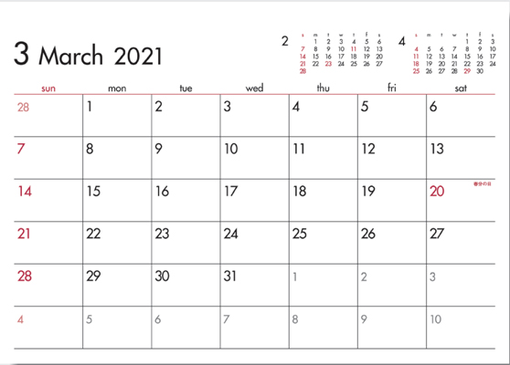 卓上　6Weeks Calendar(レッド)〔ツインリング〕